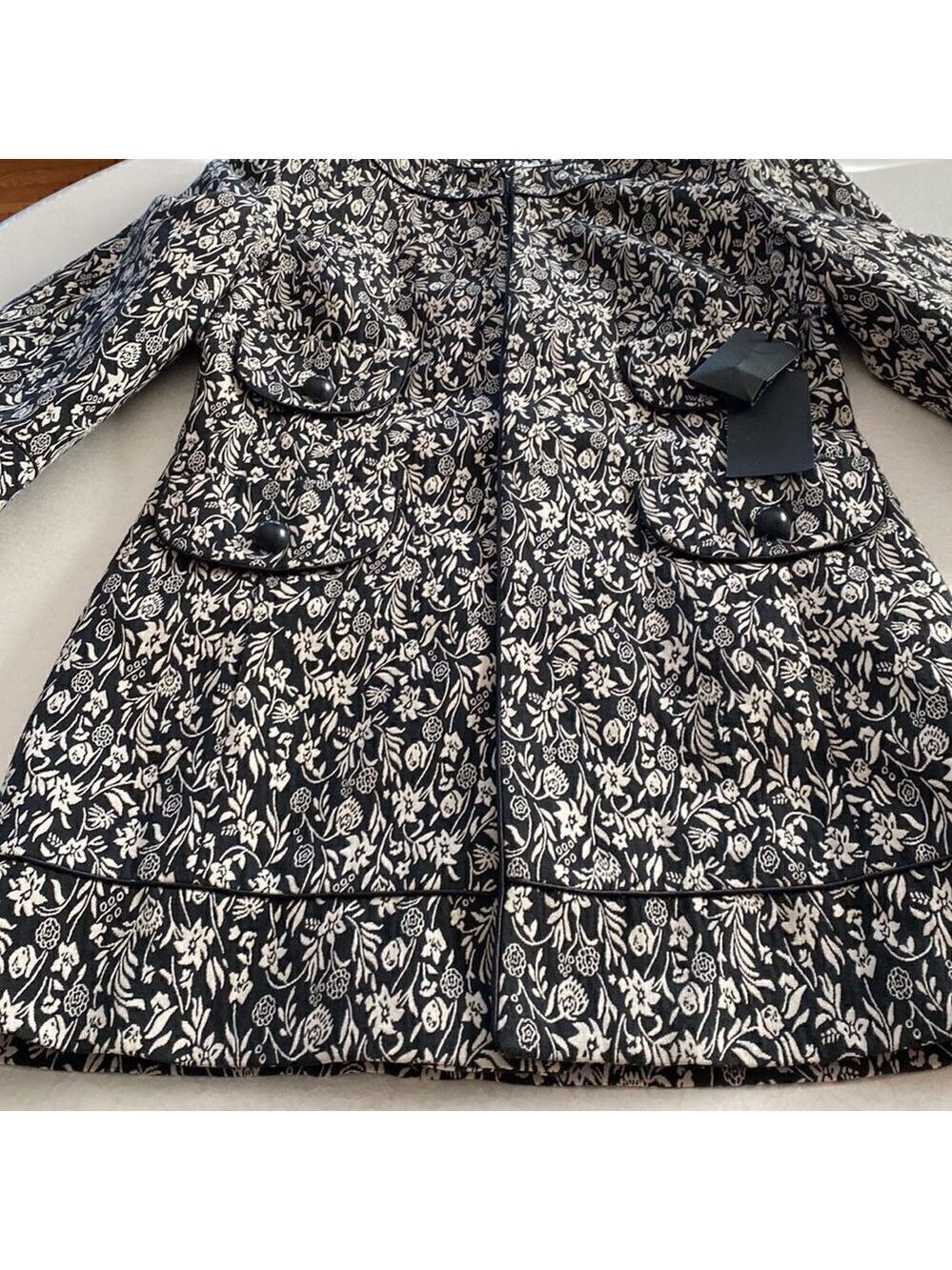 MARIO Serrani Italy Long Floral Print collarless Cardigan Size 8 - Picture 13 of 16